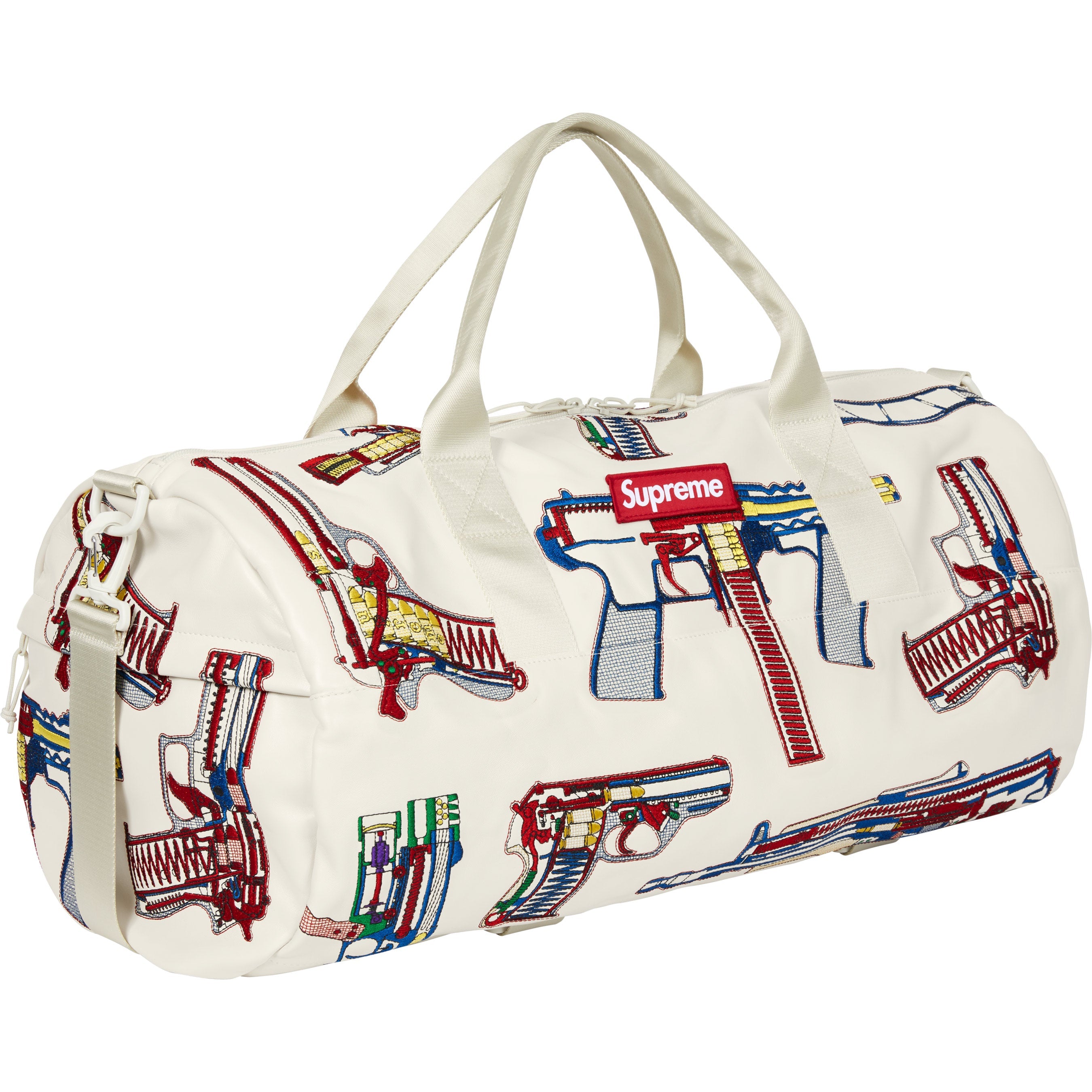 Guns Embroidered Leather Duffle Bag view 12